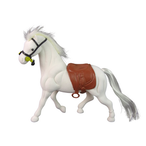 Figurica bijeli baršunasti konjić sa smeđim sedlom