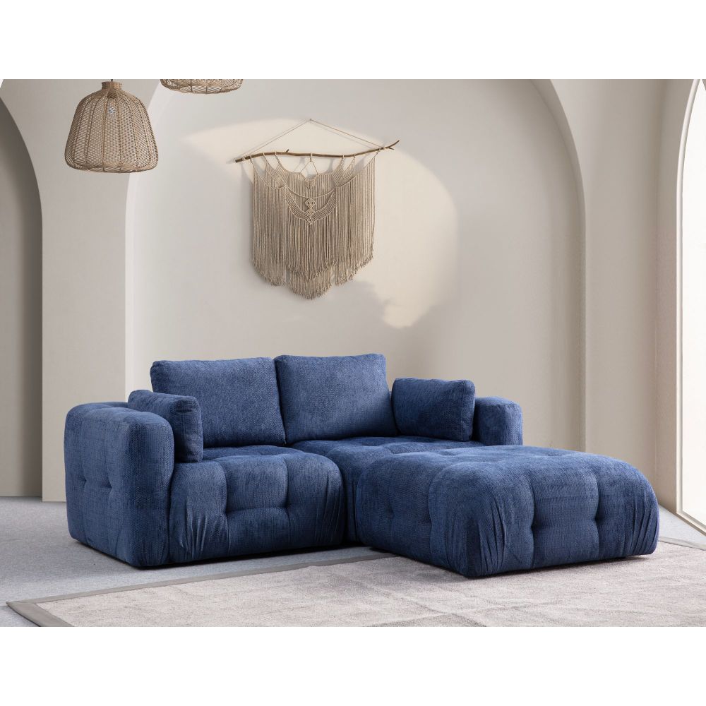 Amaris Dvosjed sa Poufom - Tamnoplava Ugaona Sofa slika 1