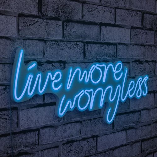 Wallity Ukrasna plastična LED rasvjeta, Live More Worry Less - Blue slika 9