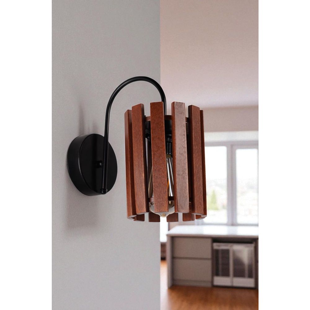 Opviq Zidna lampa 939, orah, crna slika 1