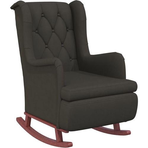 Fotelja s nogama za ljuljanje od kaučukovca tamnosiva baršun slika 2