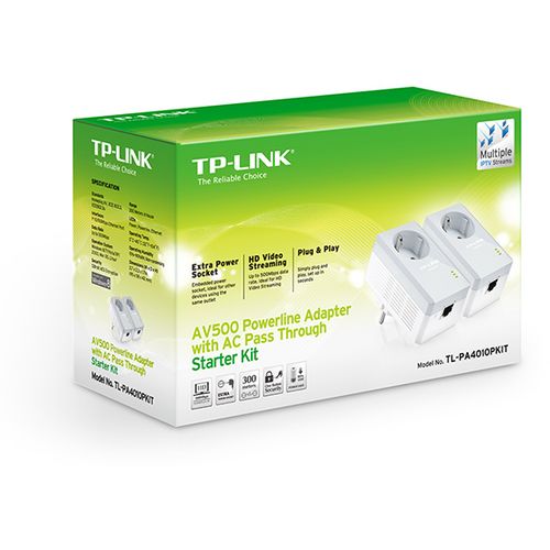 Powerline adapter TP-LINK TL-PA4010P KIT AV600 600Mbps Homeplug AV uticnica 300m slika 2