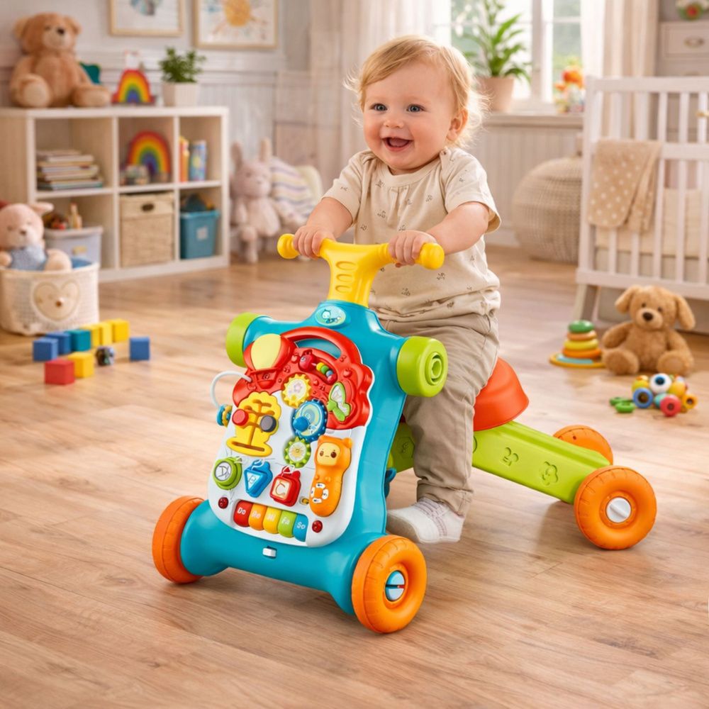 Walker Pusher Scooter Educational Table Interactive Panel 5 u 1 Šareni slika 7