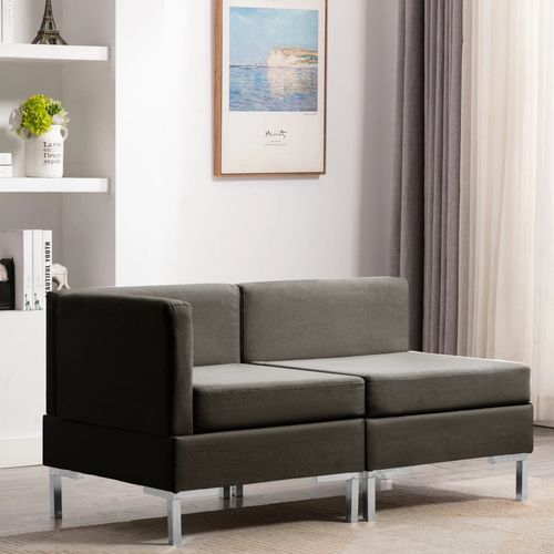 2-dijelni set sofa od tkanine smeđe-sivi slika 23