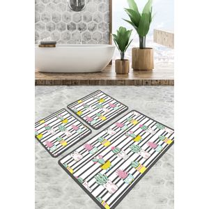 Catinus Cactus Djt Multicolor Bathmat Set (2 Pieces)