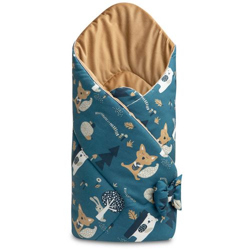 Dvostrani baršunasti pokrivač za bebe 75x75cm šumske životinje plavi slika 1