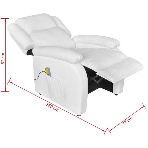 Masažna fotelja od umjetne kože krem bijela slika 2