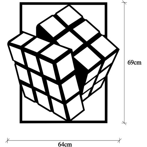 Wallity Rubik's Cube Black Decorative Metal Wall Accessory slika 7