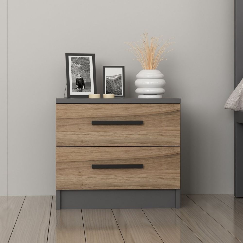 Kale - 4920 Walnut Anthracite Noćni Ormarić slika 2