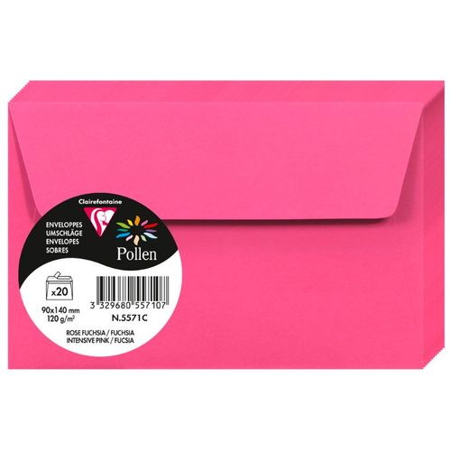 Clairefontaine kuverte Pollen 90x140mm 120gr intensive pink 1/20 slika 1