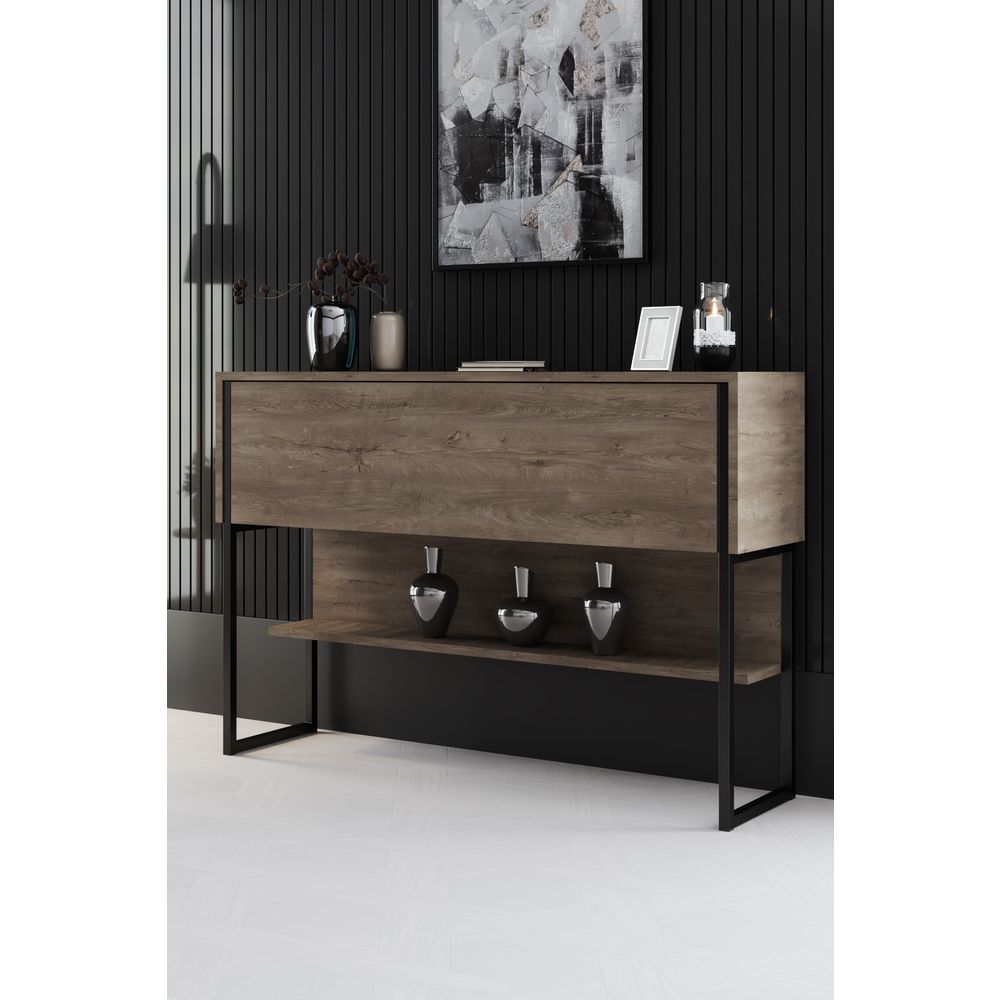 Komoda Luxe - boje orahovine i crna slika 1