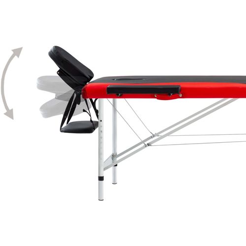 Sklopivi masažni stol s 2 zone aluminijski crno-crveni slika 31