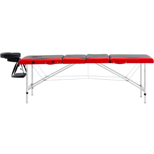 Sklopivi masažni stol s 4 zone aluminijski crno-crveni slika 24