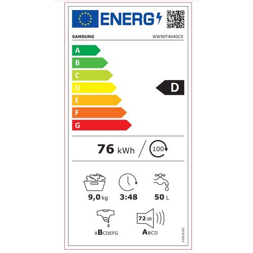 Samsung WW90T4040CE1LE Veš mašina, 9 kg, 1400 rpm, Digital Inverter, Hygiene Steam, Dubina 55cm slika 10