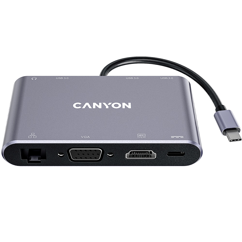 CANYON 8 u 1 USB-C Hub, Tamno siva slika 1