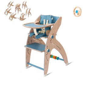 QuarttoLino 7u1 dječja stolica za bebe i djecu plava sa volanom