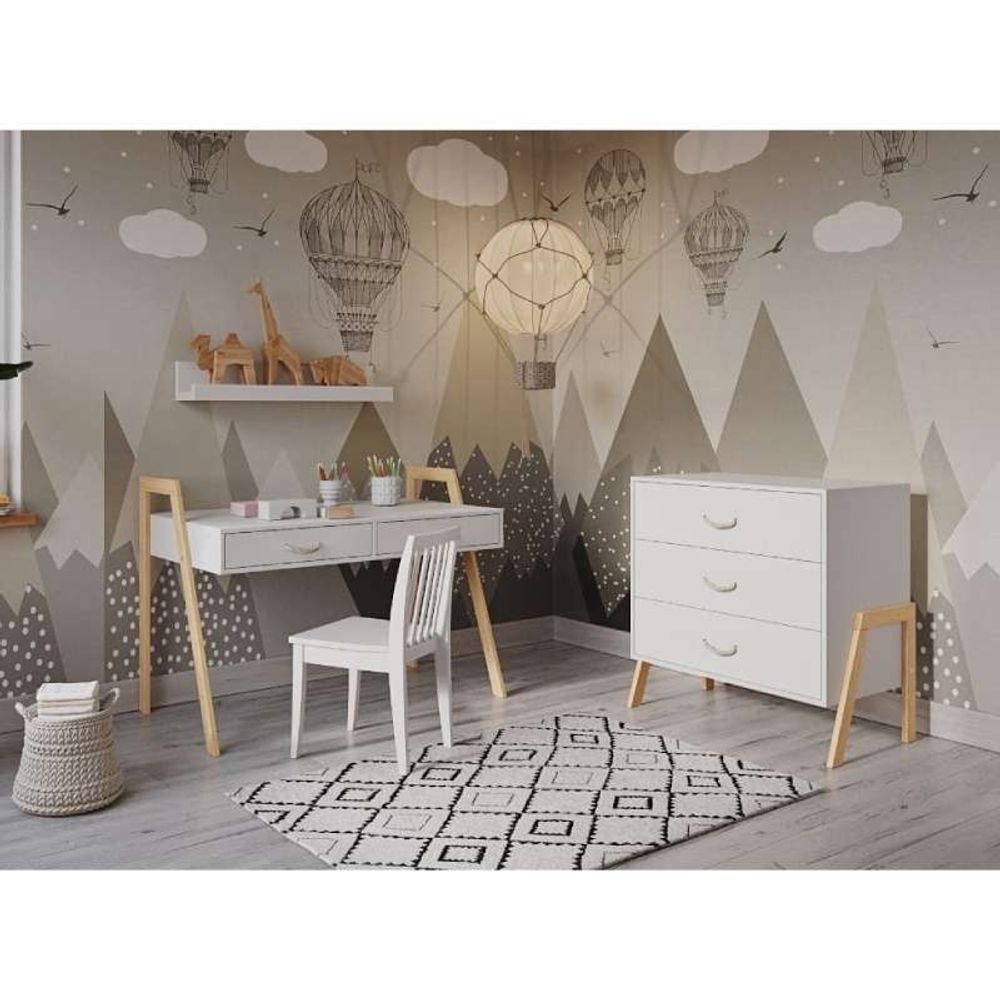 Lettino Krevetac sa ladicama Luna 2U1, White/Nature slika 4
