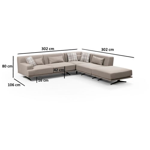 Atelier Del Sofa Kutna garnitura BENTLEY CORNER L3, krem, Bentley Corner (L3-C-O1-PUF) slika 4