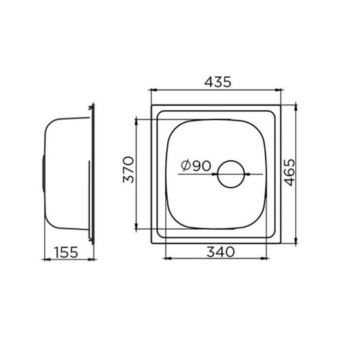 Metalac inox usadni sudoper Quadro ø60 slika 3