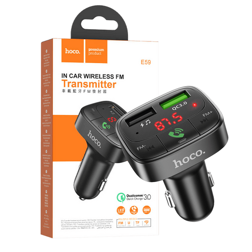 hoco. FM transmiter, punjač za auto, BT v5.0, 2 x USB - E59 Promise slika 2