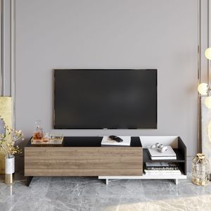 TV stalak Parion - Bijela, Crna, Orah