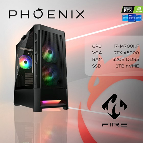 Phoenix računalo FIRE PRO Y-707, Intel i7 14700KF, 32GB DDR5, NVME SSD 2TB, RTX A5000 24GB slika 1