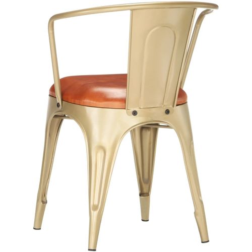Blagovaonske stolice od prave kože 2 kom smeđe slika 41