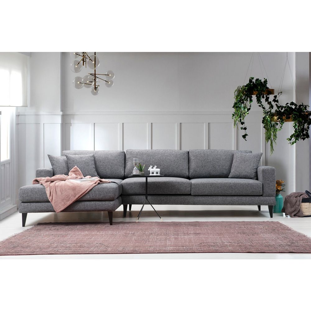 Nordijska Lijeva Kutna Sofa na Razvlačenje u Tamno Sivoj Boji slika 3