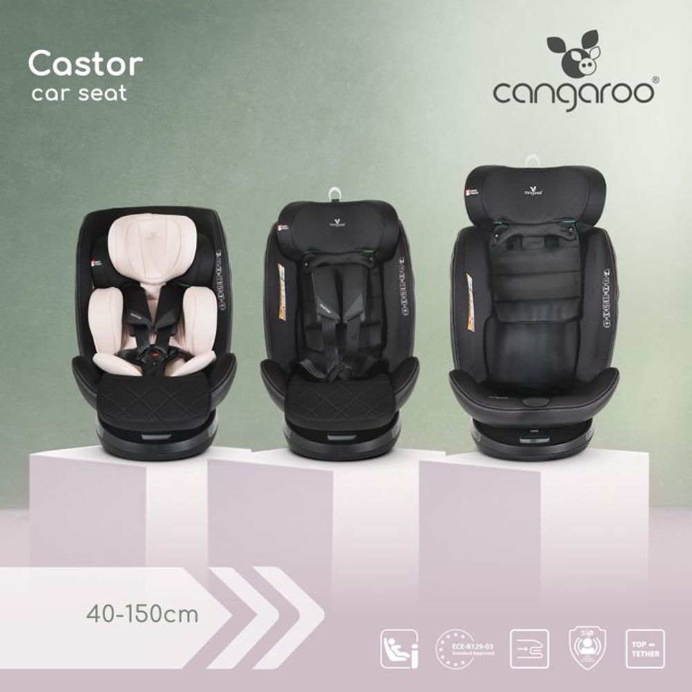 Cangaroo Rotirajuća autosjedalica Castor 40-150cm Isofix, Black slika 8