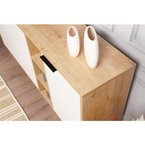 Woody Fashion Komoda, hrastBijela boja, Clara Console - Oak, White slika 4