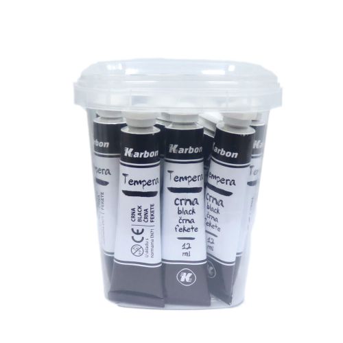 Tempera 12 ml KARBON 1/15 u plastičnoj kantici crna slika 1