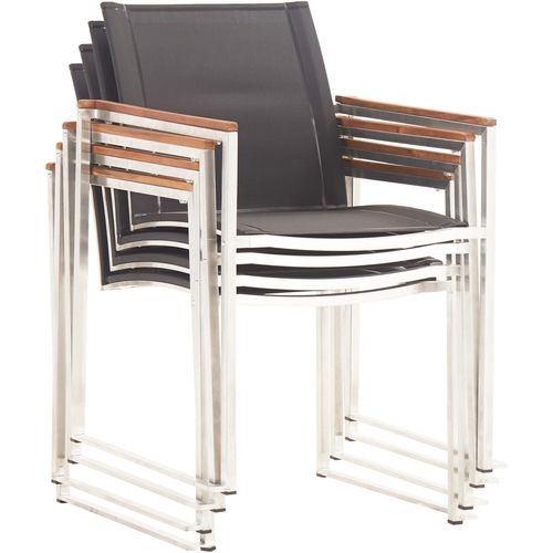 Vrtne stolice 4 kom od tekstilena i nehrđajućeg čelika sive slika 2