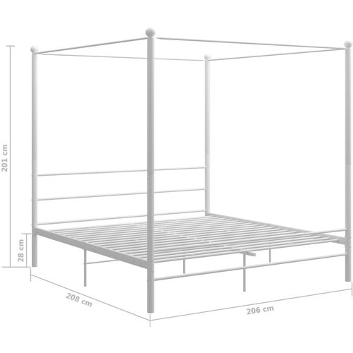 Okvir za krevet s nadstrešnicom bijeli metalni 200 x 200 cm slika 6