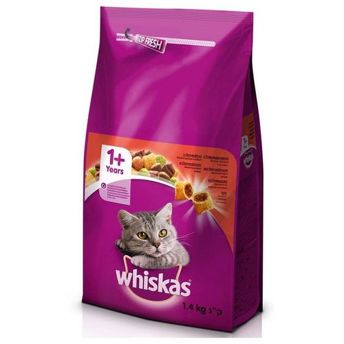 WHISKAS suha hrana za mačke govedina 1+, 1,4kg slika 1