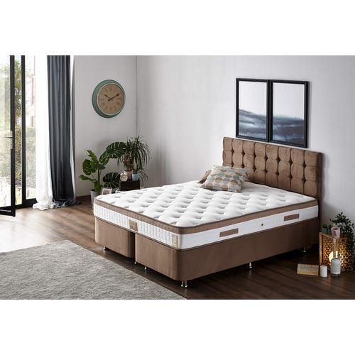 Woody Fashion Madrac, Bijela boja Smeđa, Latte 140x200 cm Double Size Firm Mattress slika 1