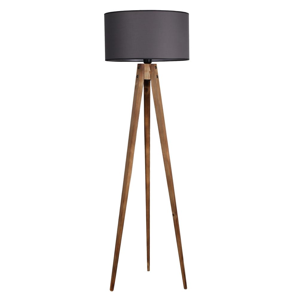 Tripod Yanık Lambader Silindir Koyu Gri Abajurlu slika 2