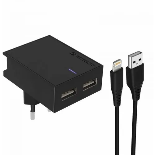 Swissten punjač 2x USB 3A + kabl Lightning 1,2m crna slika 2