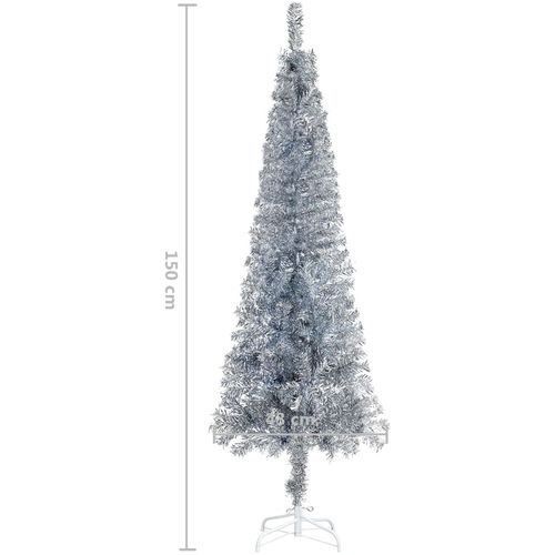 Usko božićno drvce s LED svjetlima 150 cm srebrno slika 8