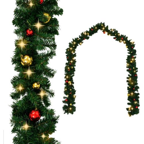 Božićna girlanda ukrašena kuglicama i LED žaruljama 5 m slika 2
