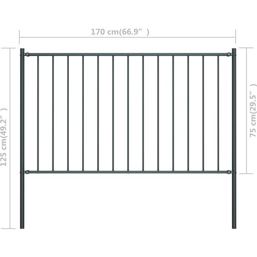 Panel za ogradu sa stupovima čelični 1,7 x 0,75 m antracit slika 12