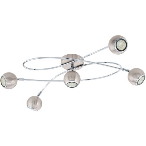 Eglo Locanda stropna/5, led, gu10, 5x3w, 5x240lm, krom/nikal slika 1