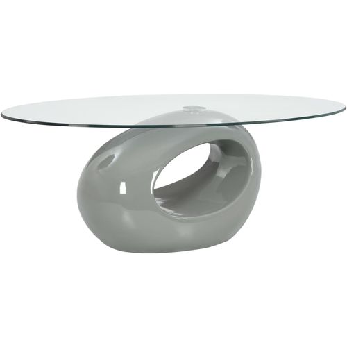 Stolić za kavu s ovalnom staklenom pločom sivi visokog sjaja slika 26