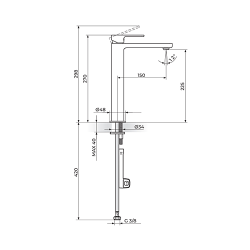 Rosan  S.2  GOLD Baterija za lavabo  L  - hladna voda slika 2