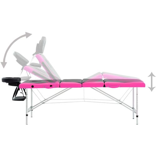 Sklopivi masažni stol s 4 zone aluminijski crno-ružičasti slika 14