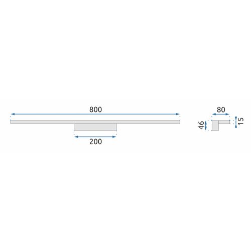 LED zidna svjetiljka LED iznad ogledala 80cm App841-1W ravna crna slika 9