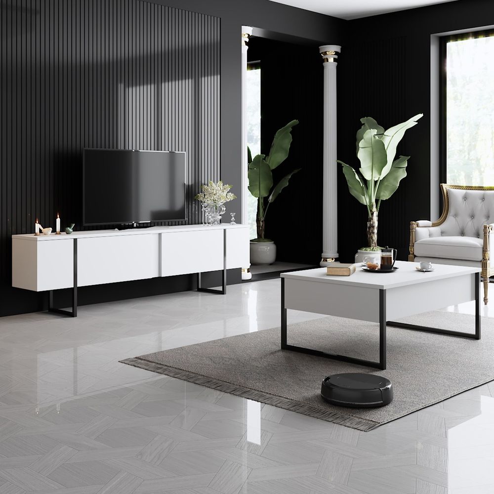 TV stalak Luxe - crno-bijeli slika 2