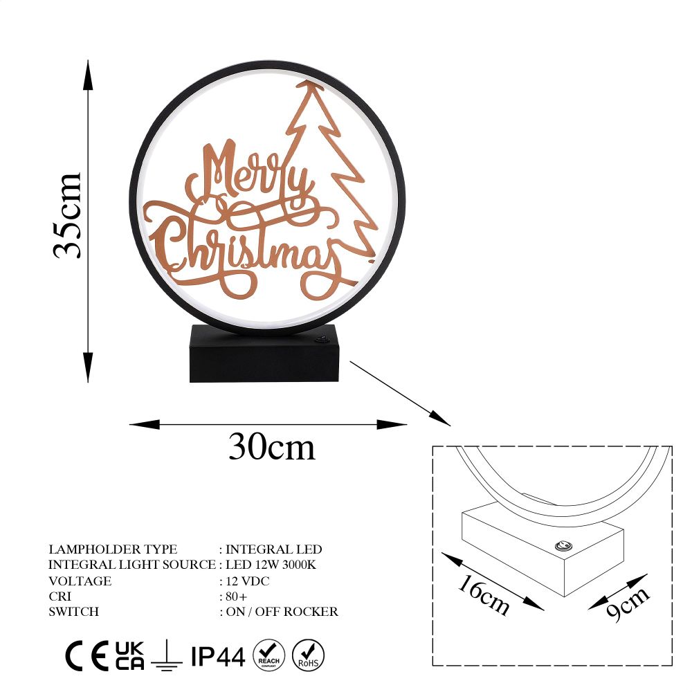 XMAS2 Crna i Bakrena Stočna Lampa slika 9