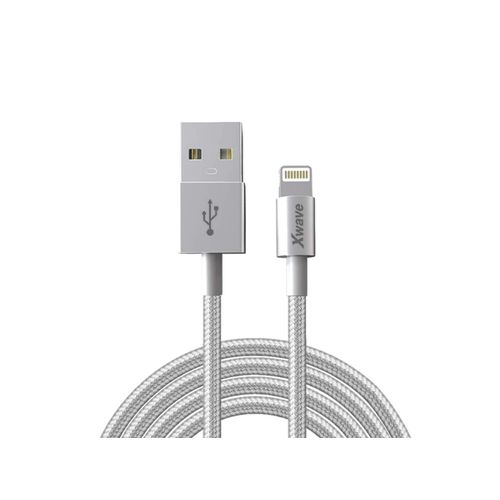 Xwave Kabl USB IPHONE 2M 3A,lightning aluminium,upleteni srebrni slika 2