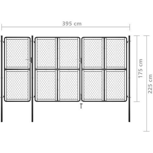 Vrtna vrata čelična 175 x 395 cm antracit slika 8