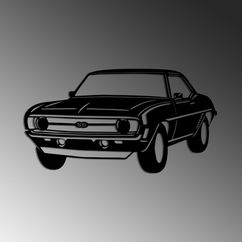 Dekorativni Metalni Zidni Ukras - Chevrolet Camaro SS Crni slika 4
